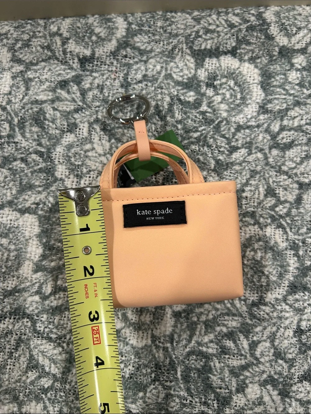 kate spade Peach Mini Tote Key & Card Holder Keychain